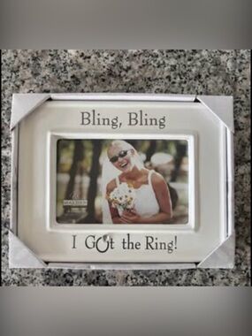 Bling, Bling I Got the Ring! White Engagement Frame